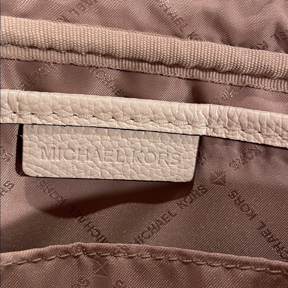 Michael Kors Cream Pebbled Leather Logo Crossbody Bag - Picture 6 of 7